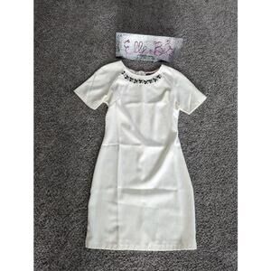 EUC Say What White Bling Back Zipper Dress S